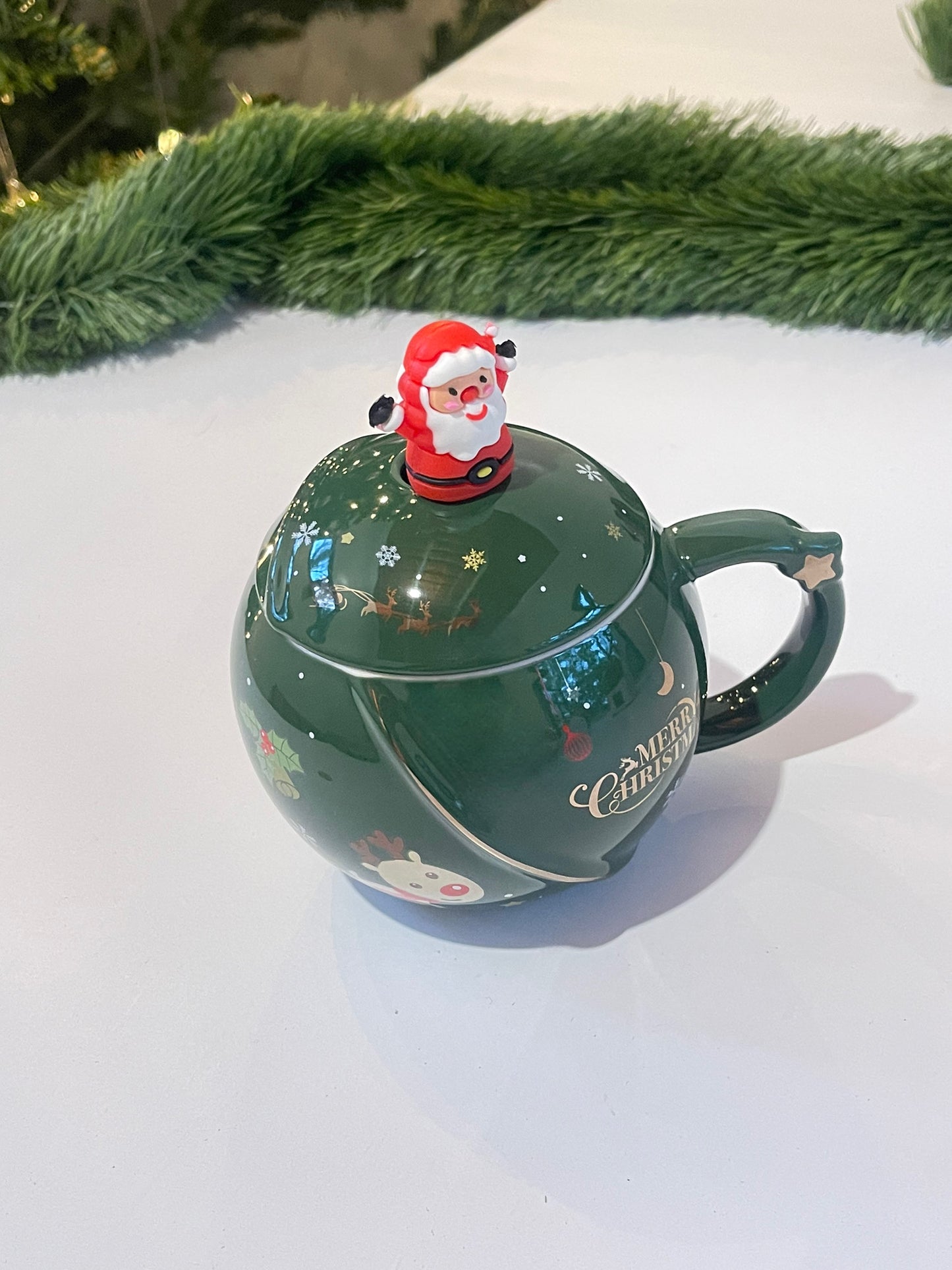 Green Christmas mug