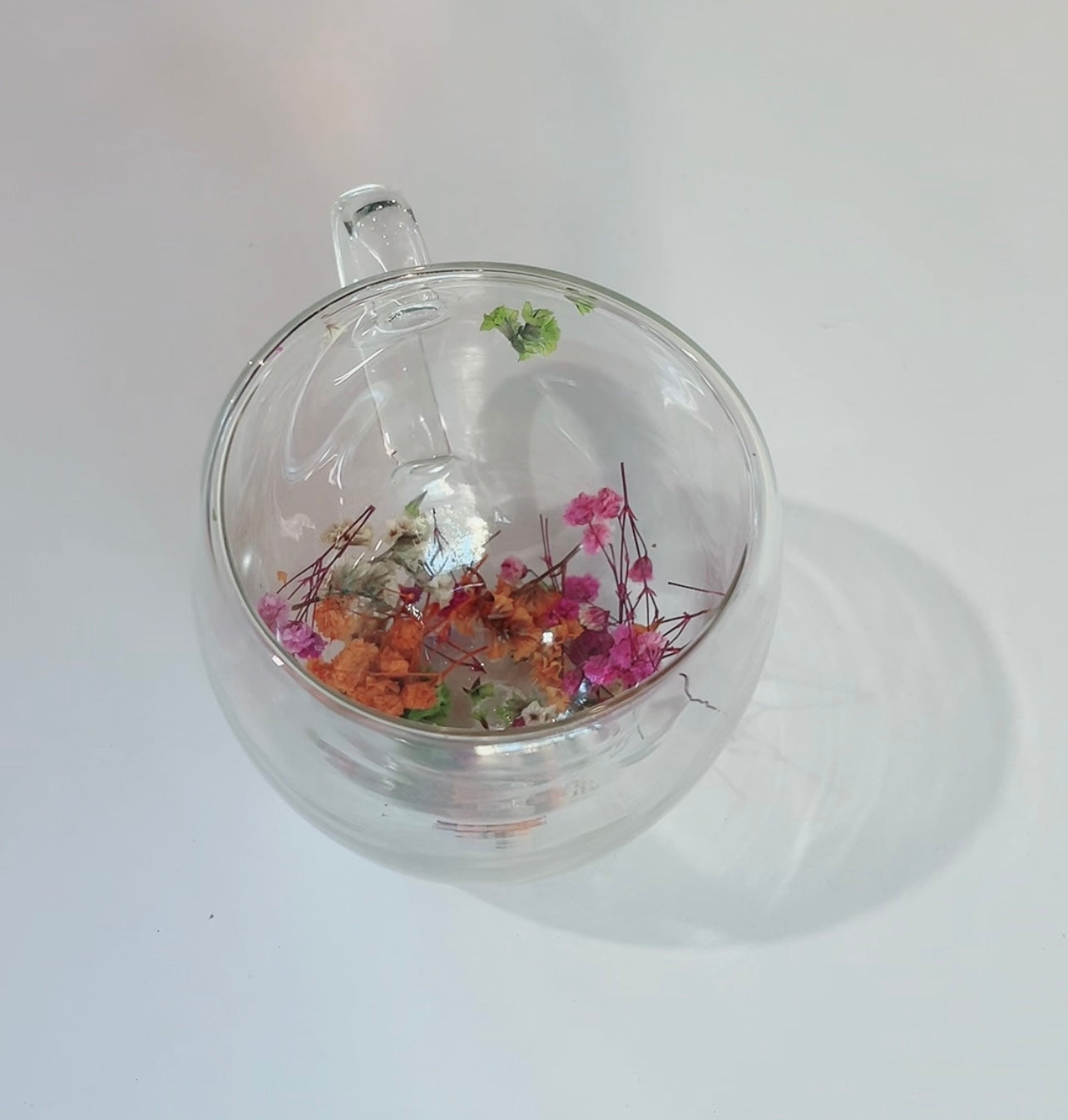 Double glass floral mug