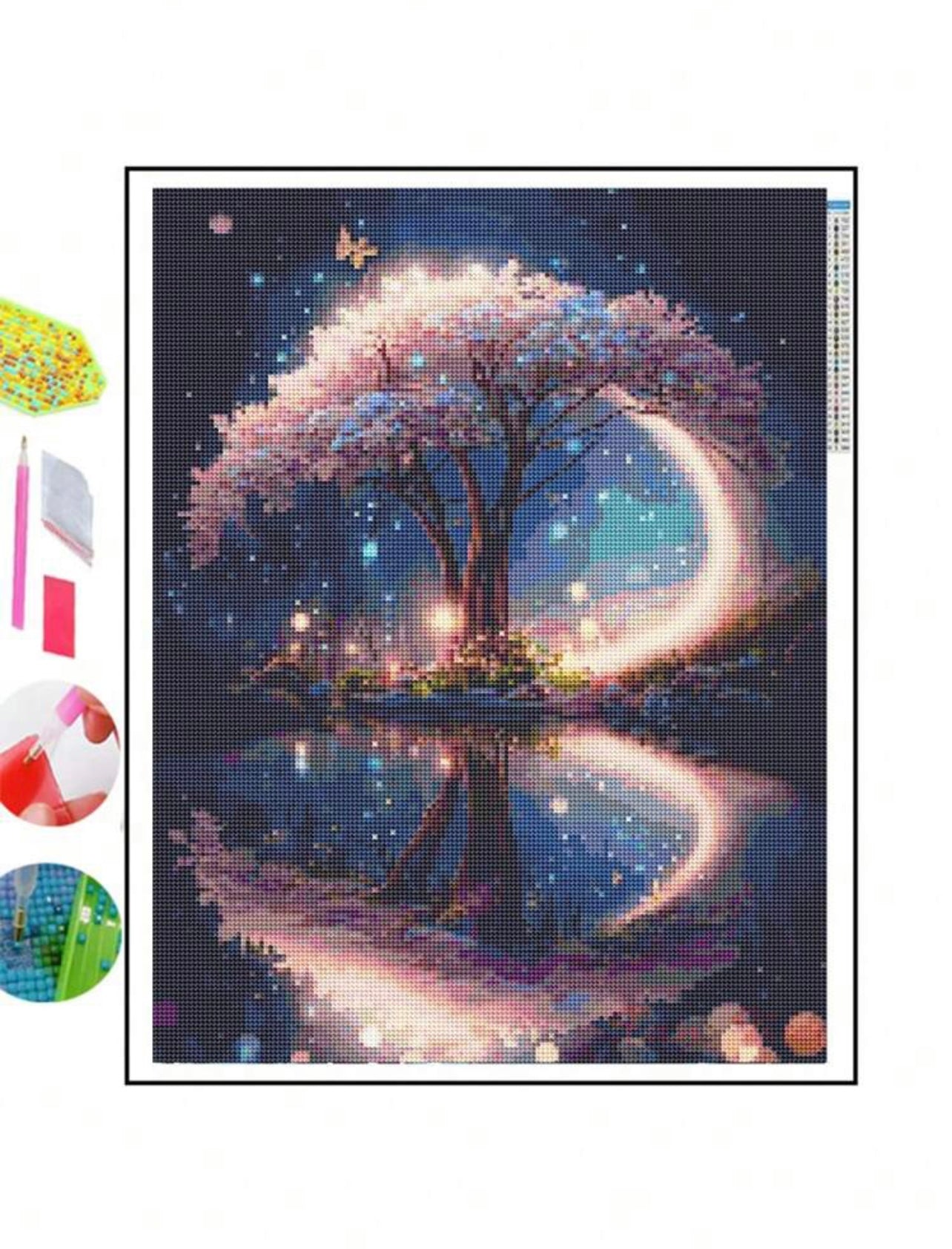 Diamond painting pink starry night