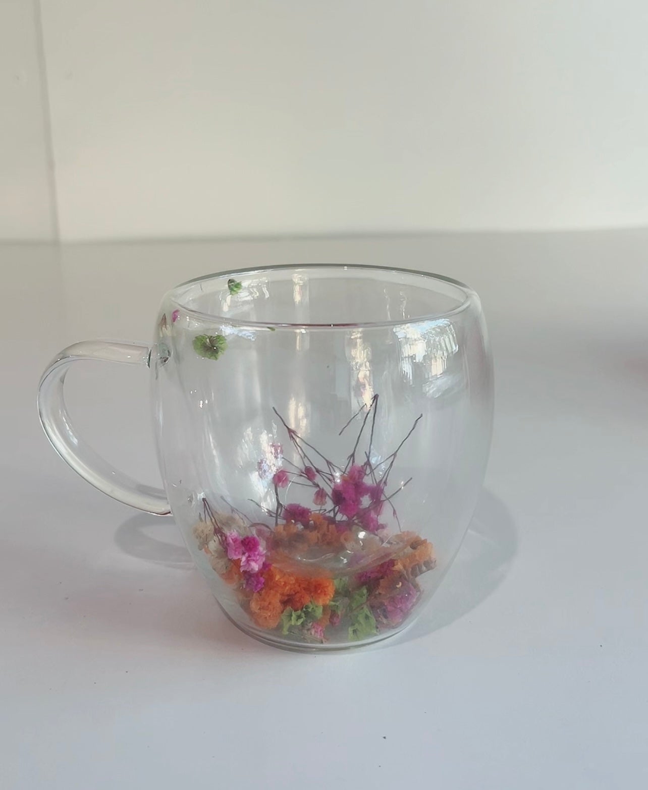 Double glass floral mug