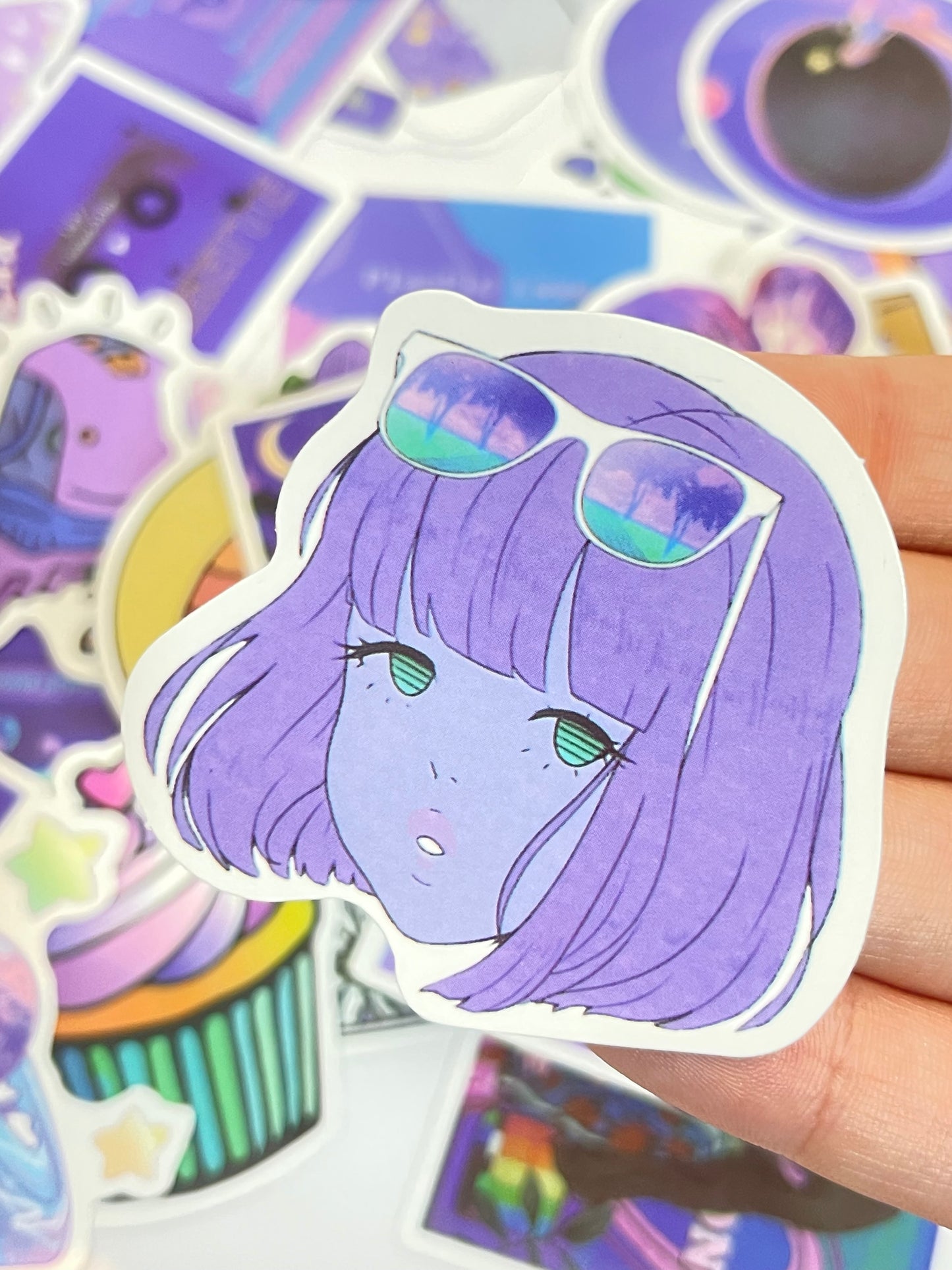 Purple funky stickers