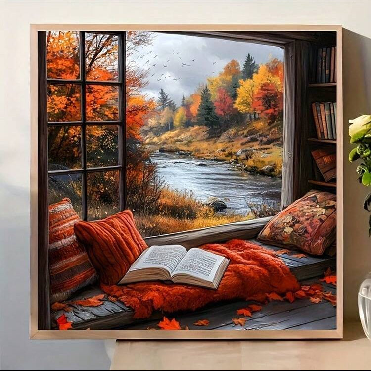 Autumn at the lake diamond painting set
