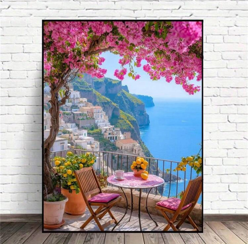 Sea and mountain vew diamond painting