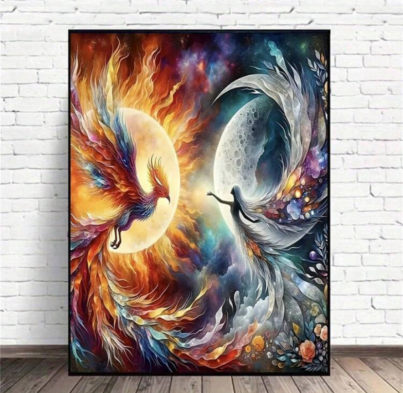 Girl with phoenix diamond painting kit