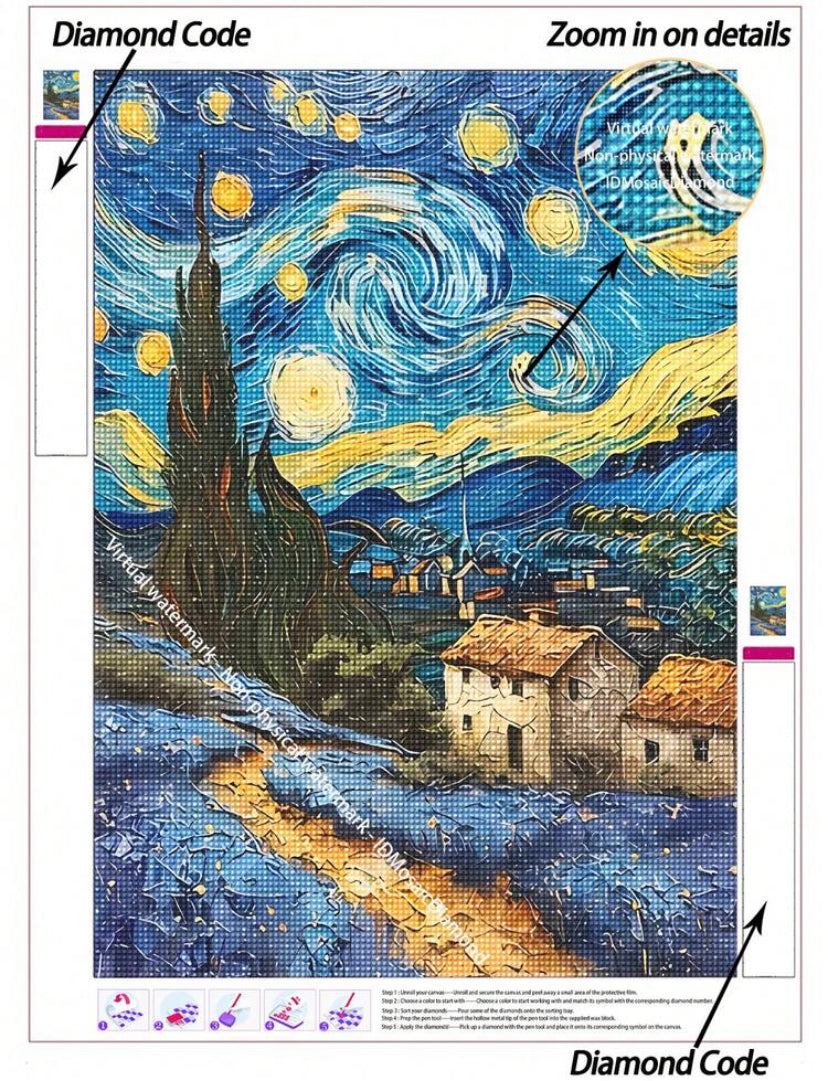 Night van gogh style diamond painting kit