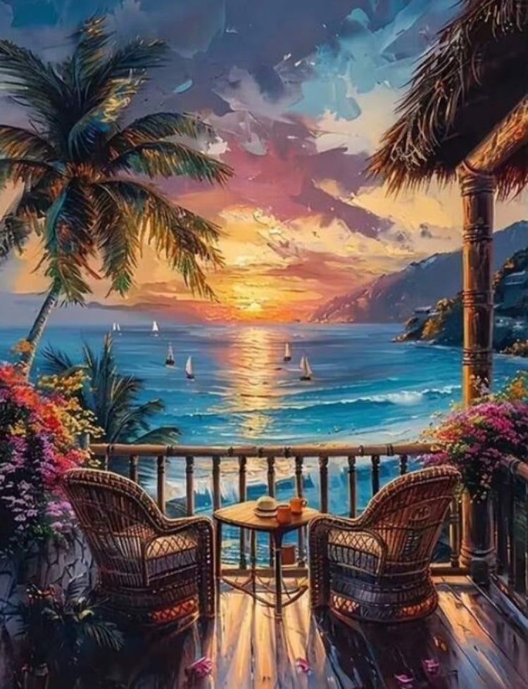 Magical sunset and calm sea diamond painting kit 20*30cm
