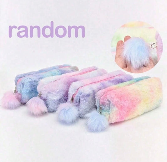 Fluffy pastel pencil case