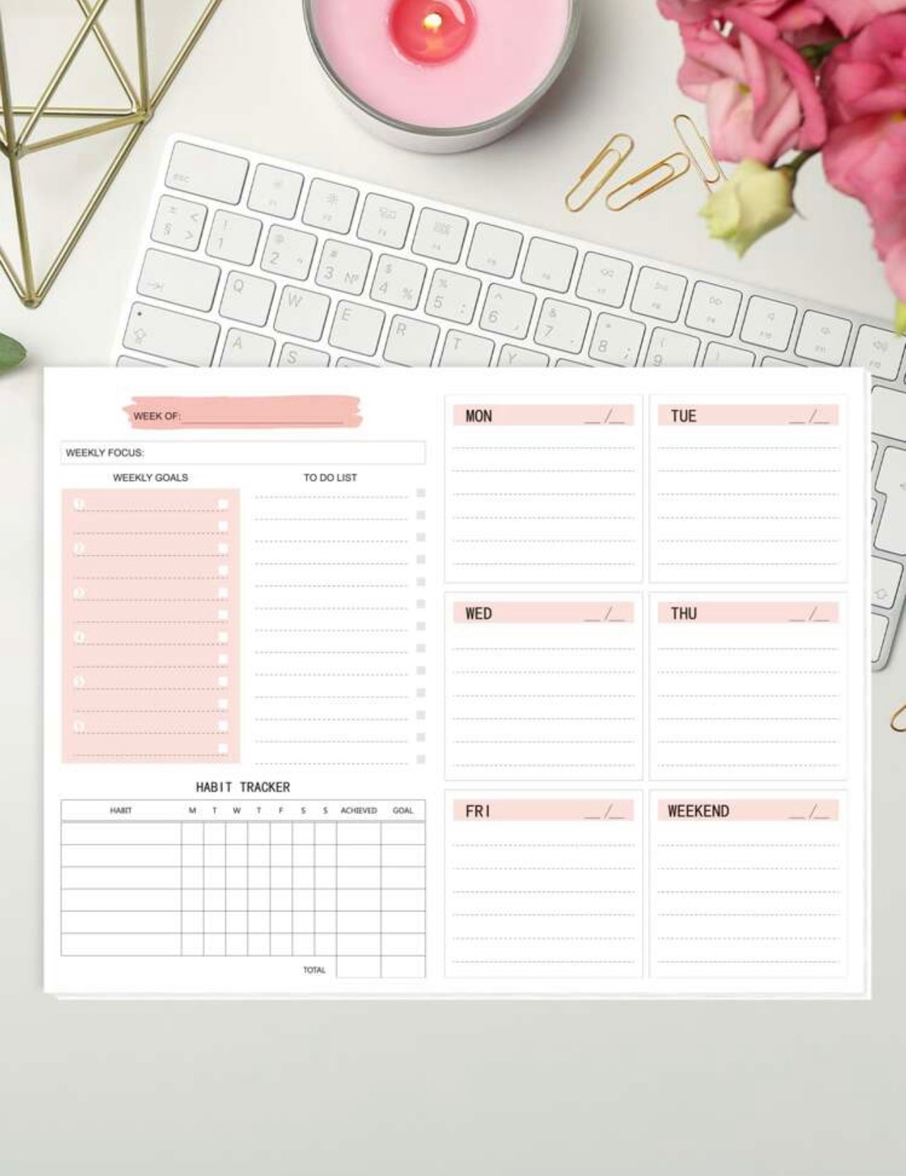 Weekly desk planner