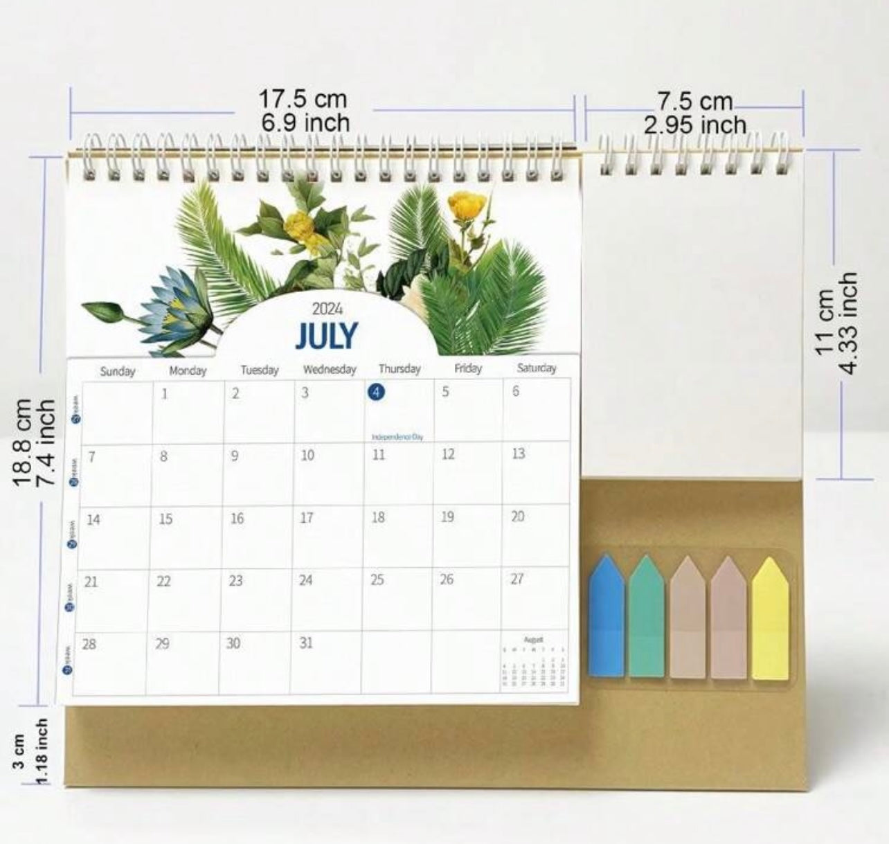 Desk calendar + sticky notes + notepad