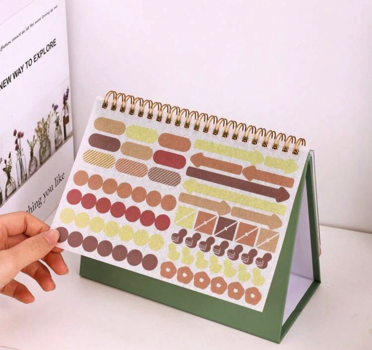 Desk calendar with stickers and places for notes