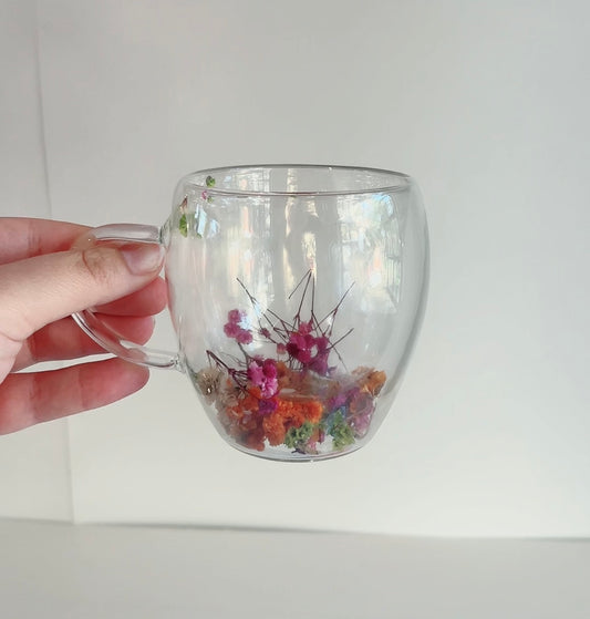 Double glass floral mug