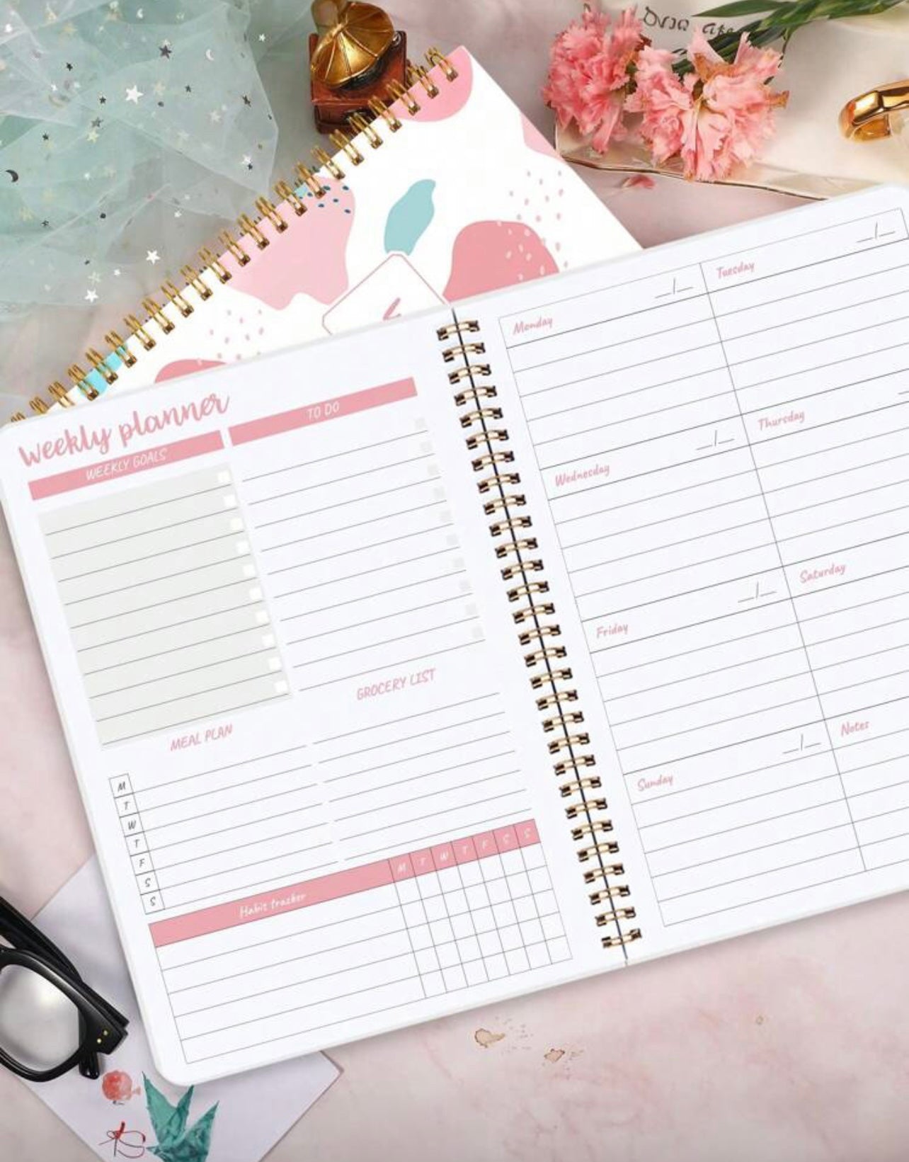 Colorful pink planner