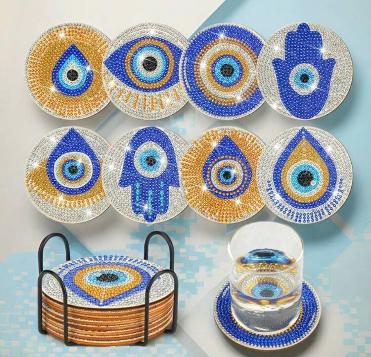 Evil eye coasters diamond painting