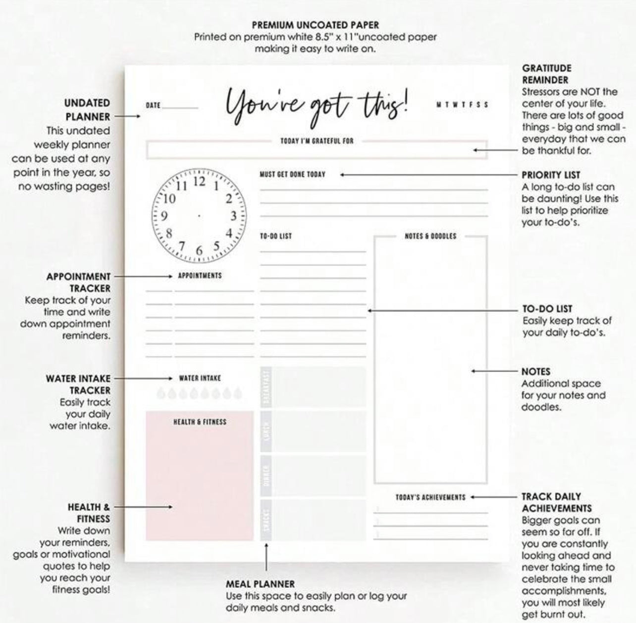 Daily planner notepad