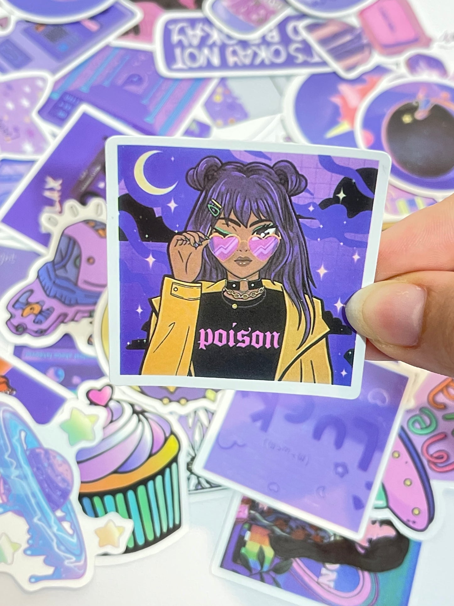 Purple funky stickers