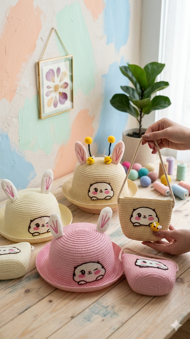 Aesthetic  hat and bag set