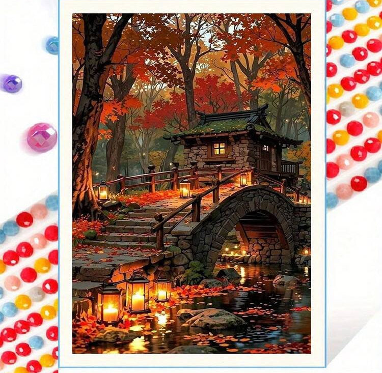 Autumn landscape diamond painting set