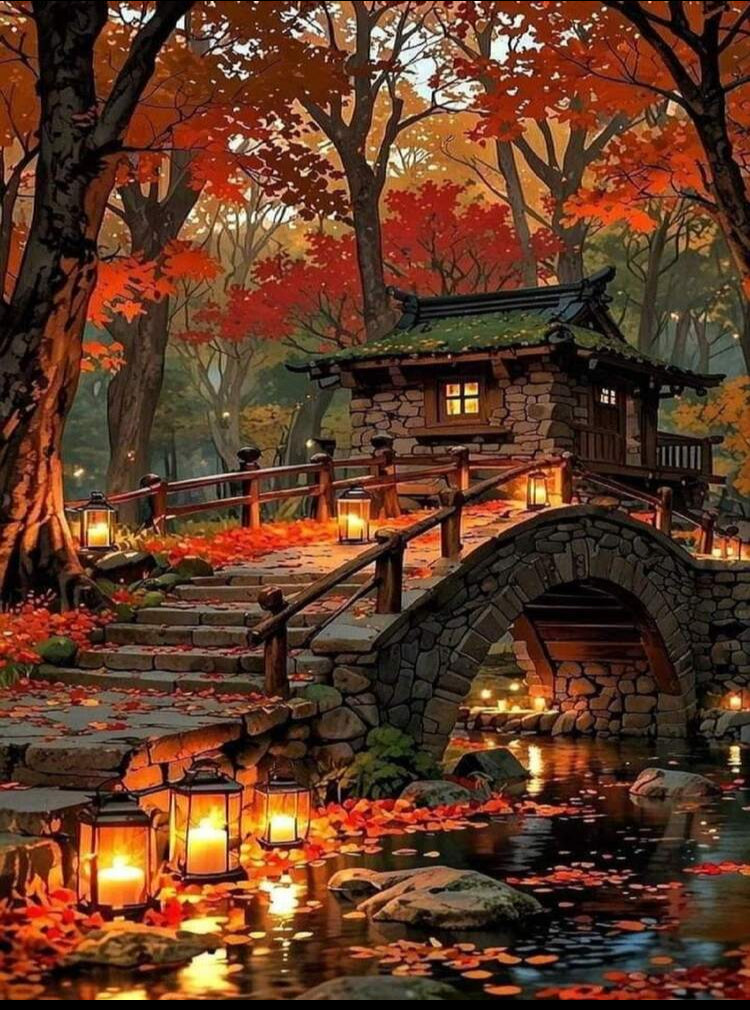 Autumn landscape diamond painting set