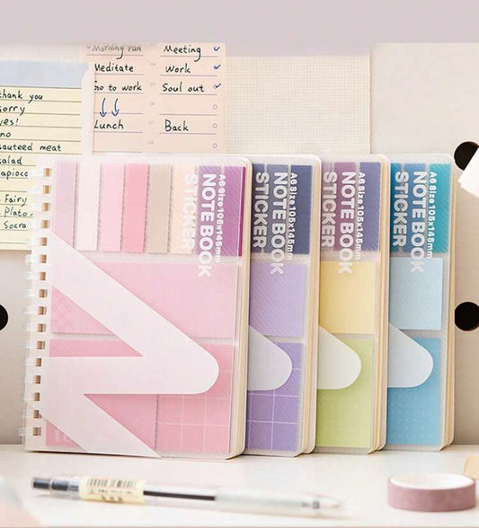 notebook with sticky notes