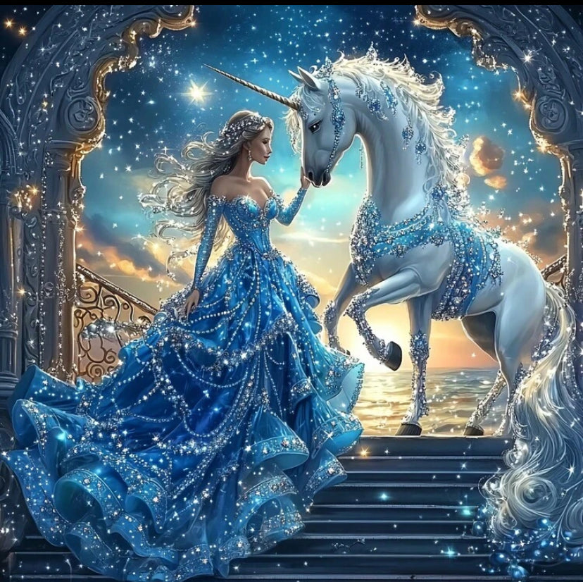 Lady and horse diamond painting