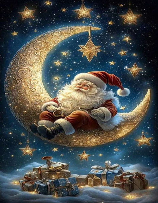 Moon santa claus diamond painting kit