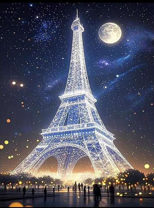 Lighting tour eiffel diamond painting set