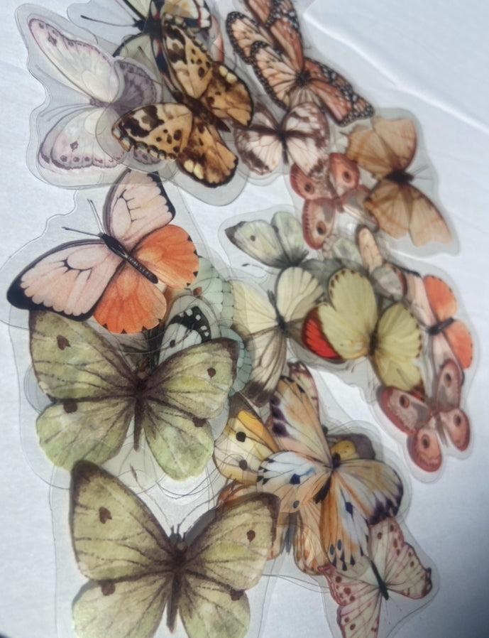 Butterflies transparent plastic stickers