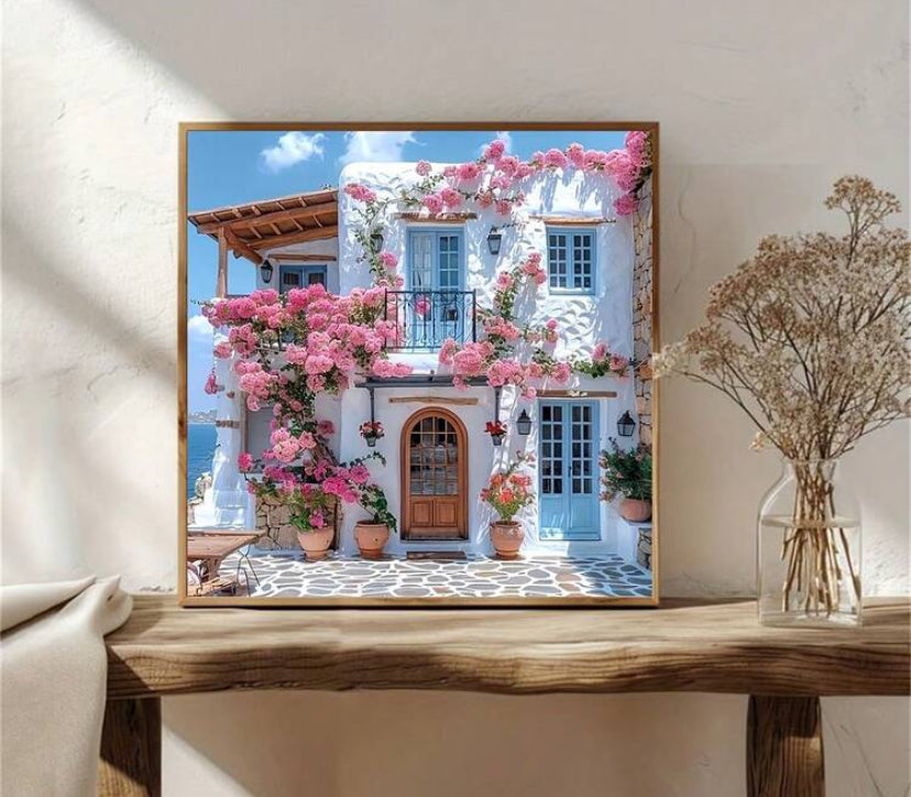 Flower house diamond painting set