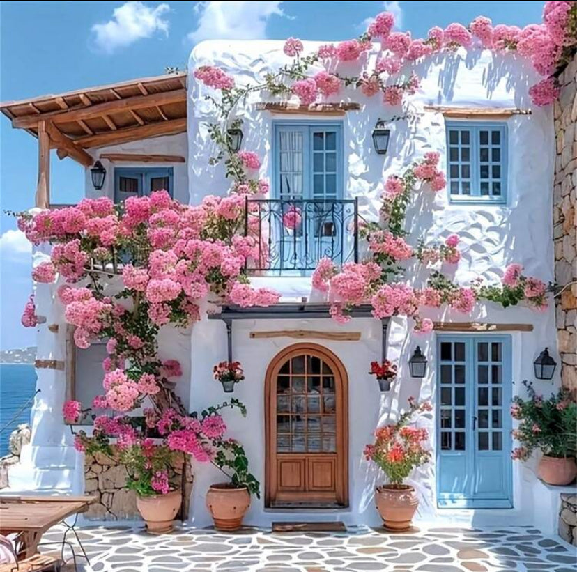 Flower house diamond painting set