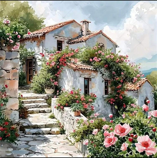 Cute house diamond painting set