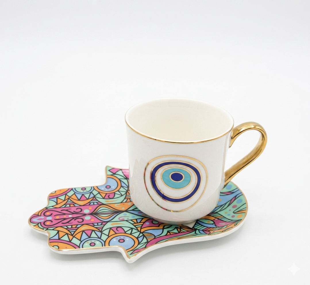 Evil Eye Ceramic Coffee Cup