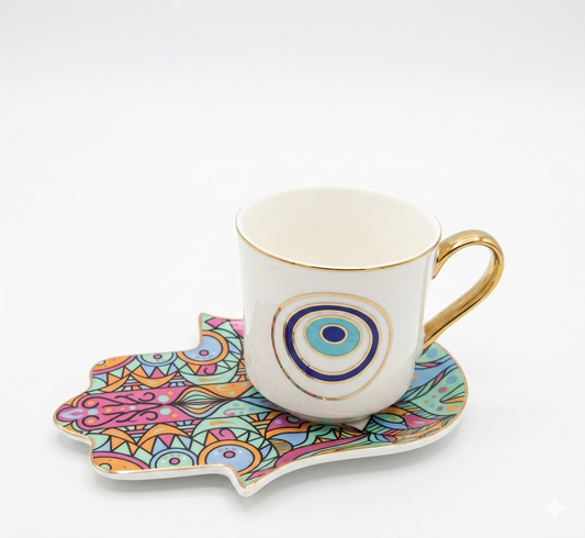 Evil Eye Ceramic Coffee Cup